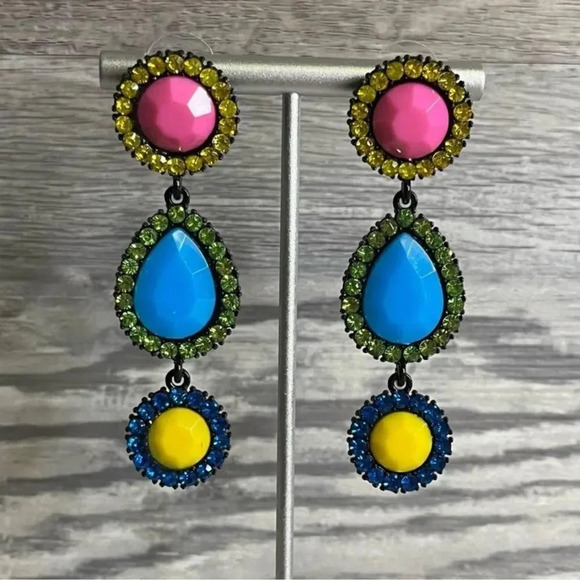 Zara Colorful Crystal Earrings - Picture 1 of 8